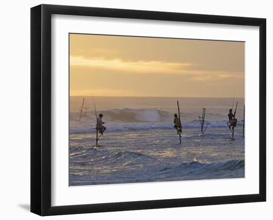 Stilt Fishermen at Weligama, South Coast, Sri Lanka, Asia-Peter Barritt-Framed Photographic Print