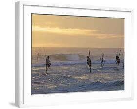 Stilt Fishermen at Weligama, South Coast, Sri Lanka, Asia-Peter Barritt-Framed Photographic Print