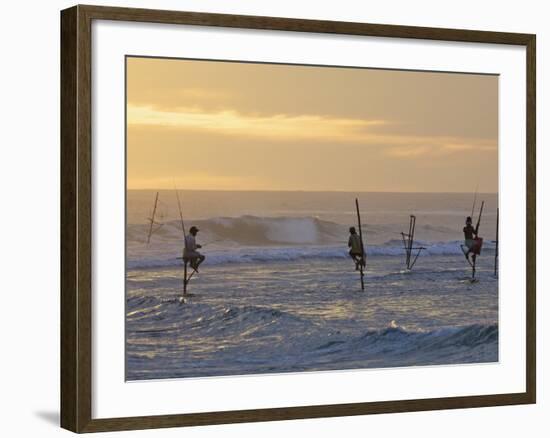 Stilt Fishermen at Weligama, South Coast, Sri Lanka, Asia-Peter Barritt-Framed Photographic Print