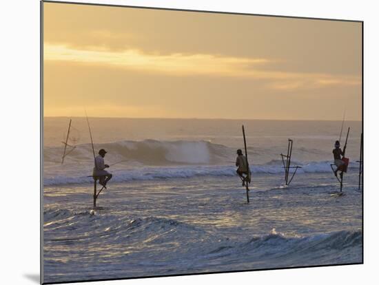 Stilt Fishermen at Weligama, South Coast, Sri Lanka, Asia-Peter Barritt-Mounted Photographic Print