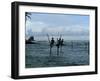 Stilt Fishermen Fishing from Their Poles Between Unawatuna and Weligama, Sri Lanka-Yadid Levy-Framed Photographic Print