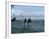 Stilt Fishermen Fishing from Their Poles Between Unawatuna and Weligama, Sri Lanka-Yadid Levy-Framed Photographic Print