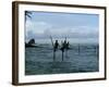 Stilt Fishermen Fishing from Their Poles Between Unawatuna and Weligama, Sri Lanka-Yadid Levy-Framed Photographic Print