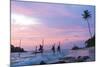 Stilt fishermen, sunset, Weligama, South coast, Sri Lanka-Peter Adams-Mounted Photographic Print