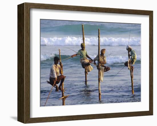 Stilt Fishermen, Weligama, Sri Lanka, Asia-Upperhall Ltd-Framed Photographic Print