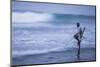 Stilt Fishing, a Stilt Fisherman in the Waves at Midigama Near Weligama, South Coast-Matthew Williams-Ellis-Mounted Photographic Print