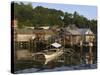 Stilt Houses and Catamaran Fishing Boat, Coron Town, Busuanga Island, Palawan Province, Philippines-Kober Christian-Stretched Canvas