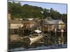 Stilt Houses and Catamaran Fishing Boat, Coron Town, Busuanga Island, Palawan Province, Philippines-Kober Christian-Mounted Photographic Print