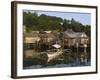 Stilt Houses and Catamaran Fishing Boat, Coron Town, Busuanga Island, Palawan Province, Philippines-Kober Christian-Framed Photographic Print