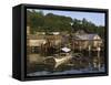 Stilt Houses and Catamaran Fishing Boat, Coron Town, Busuanga Island, Palawan Province, Philippines-Kober Christian-Framed Stretched Canvas