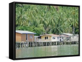 Stilt Houses of a Fishing Village, Sabah, Island of Borneo, Malaysia-Gavin Hellier-Framed Stretched Canvas