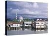 Stilt Village and State Mosque, Kota Kinabalu, Sabah, Island of Borneo, Malaysia-Robert Francis-Stretched Canvas