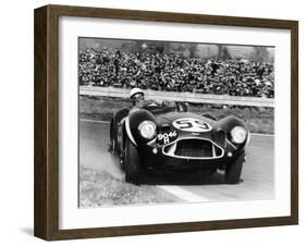 Stirling Moss Diving an Aston Martin DB3S, Goodwood, West Sussex, 1956-null-Framed Photographic Print