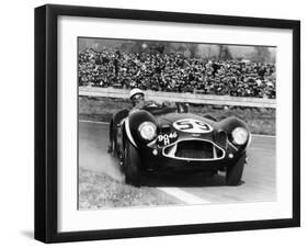 Stirling Moss Diving an Aston Martin DB3S, Goodwood, West Sussex, 1956-null-Framed Photographic Print