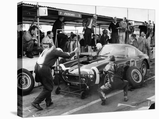 Stirling Moss in a Ferrari, Goodwood, 1961-null-Stretched Canvas
