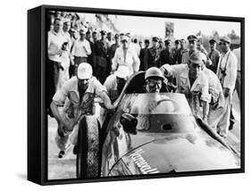 Stirling Moss in a Vanwall, Italian Grand Prix, Monza, 1957-null-Framed Stretched Canvas