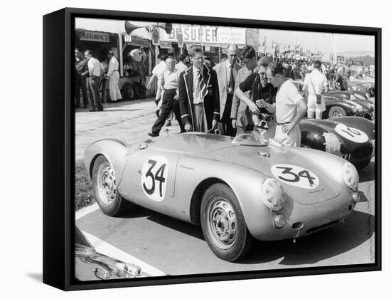 Stirling Moss with Porsche RSK, Goodwood, Sussex, 1955-null-Framed Stretched Canvas