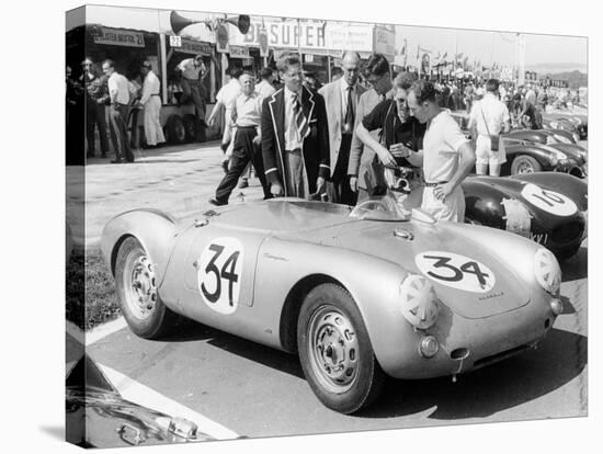 Stirling Moss with Porsche RSK, Goodwood, Sussex, 1955-null-Stretched Canvas
