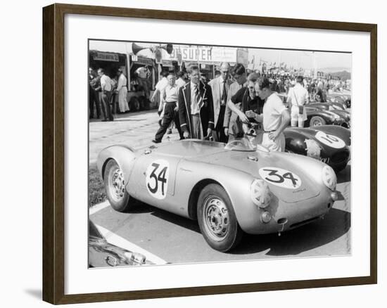 Stirling Moss with Porsche RSK, Goodwood, Sussex, 1955-null-Framed Photographic Print