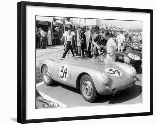 Stirling Moss with Porsche RSK, Goodwood, Sussex, 1955-null-Framed Photographic Print