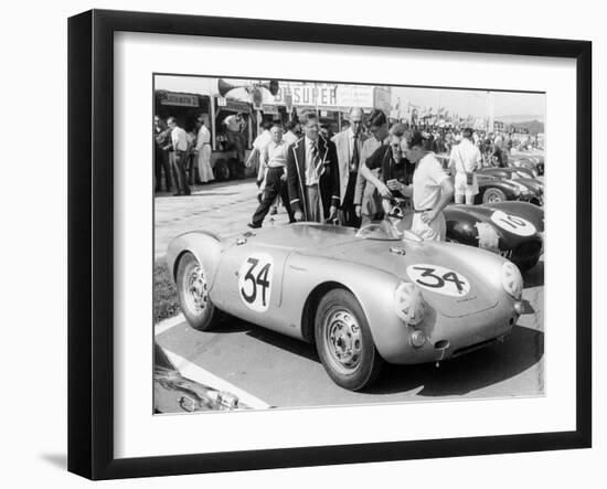 Stirling Moss with Porsche RSK, Goodwood, Sussex, 1955-null-Framed Photographic Print