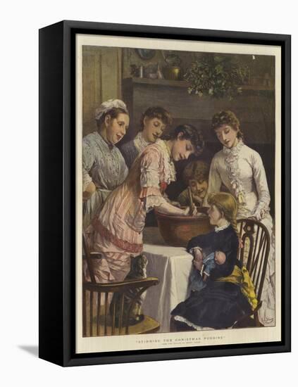 Stirring the Christmas Pudding-Henry Woods-Framed Stretched Canvas