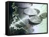 Stock Chart and Coins-null-Framed Stretched Canvas