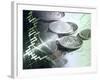 Stock Chart and Coins-null-Framed Photographic Print