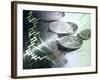 Stock Chart and Coins-null-Framed Photographic Print