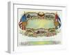 STOCK Cigar Box Label, View of US and Cuba Flags-Lantern Press-Framed Art Print