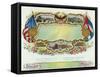 STOCK Cigar Box Label, View of US and Cuba Flags-Lantern Press-Framed Stretched Canvas
