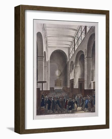 Stock Exchange, Bartholomew Lane, London, 1809-Joseph Constantine Stadler-Framed Giclee Print