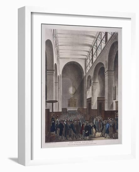 Stock Exchange, Bartholomew Lane, London, 1809-Joseph Constantine Stadler-Framed Giclee Print