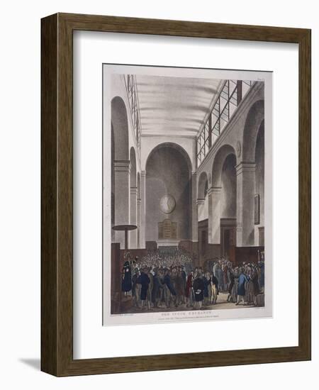 Stock Exchange, Bartholomew Lane, London, 1809-Joseph Constantine Stadler-Framed Giclee Print