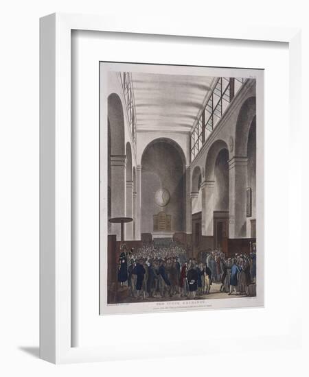 Stock Exchange, Bartholomew Lane, London, 1809-Joseph Constantine Stadler-Framed Giclee Print