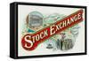 Stock Exchange Brand Cigar Box Label-Lantern Press-Framed Stretched Canvas
