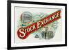 Stock Exchange Brand Cigar Box Label-Lantern Press-Framed Premium Giclee Print