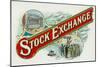 Stock Exchange Brand Cigar Box Label-Lantern Press-Mounted Art Print