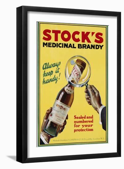 Stock's Medicinal Brandy Poster-null-Framed Giclee Print