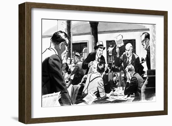 Stockbroker's Office During the Wall Street Crash of 1929-English School-Framed Giclee Print