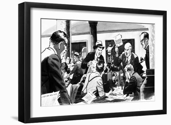 Stockbroker's Office During the Wall Street Crash of 1929-English School-Framed Giclee Print