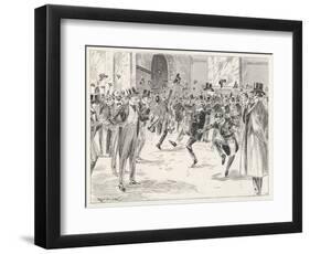 Stockbrokers Dance for Joy at News of the Boers' Surrender in the War in Africa-Ralph Cleaver-Framed Art Print