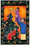 Father Lifting Girl to Put Star on Top of Christmas Tree-Stockbyte-Stretched Canvas