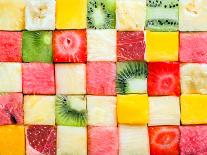 Colourful Fresh Diced Tropical Fruit Cubes-stockcreations-Photographic Print