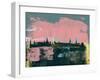 Stockholm Abstract Skyline II-Emma Moore-Framed Art Print