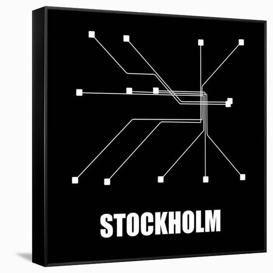 Stockholm Black Subway Map-null-Framed Stretched Canvas