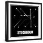 Stockholm Black Subway Map-null-Framed Art Print