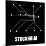 Stockholm Black Subway Map-null-Mounted Art Print