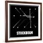 Stockholm Black Subway Map-null-Framed Art Print