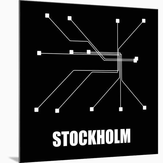 Stockholm Black Subway Map-null-Mounted Art Print